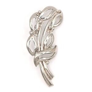 Silver Tone Leaf and Berry Bouquet Brooch Pin Vintage Floral Design
